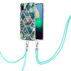 Coque Silicone Motif Fantaisie Souple Couleur Unie Etui Housse avec Laniere Strap Y01B pour Samsung Galaxy A02 Vert Nuit