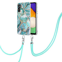 Coque Silicone Motif Fantaisie Souple Couleur Unie Etui Housse avec Laniere Strap Y01B pour Samsung Galaxy A04s Pastel Vert