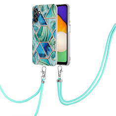 Coque Silicone Motif Fantaisie Souple Couleur Unie Etui Housse avec Laniere Strap Y01B pour Samsung Galaxy A04s Vert