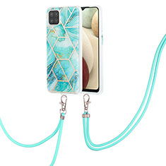 Coque Silicone Motif Fantaisie Souple Couleur Unie Etui Housse avec Laniere Strap Y01B pour Samsung Galaxy A12 Nacho Pastel Vert