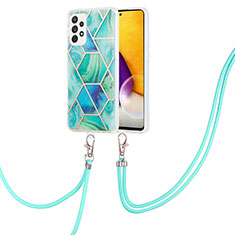 Coque Silicone Motif Fantaisie Souple Couleur Unie Etui Housse avec Laniere Strap Y01B pour Samsung Galaxy A13 4G Vert