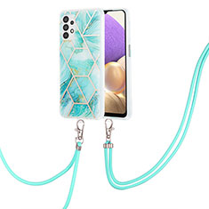 Coque Silicone Motif Fantaisie Souple Couleur Unie Etui Housse avec Laniere Strap Y01B pour Samsung Galaxy A23 4G Pastel Vert