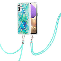 Coque Silicone Motif Fantaisie Souple Couleur Unie Etui Housse avec Laniere Strap Y01B pour Samsung Galaxy A23 5G Vert