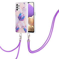 Coque Silicone Motif Fantaisie Souple Couleur Unie Etui Housse avec Laniere Strap Y01B pour Samsung Galaxy A23 5G Violet Clair