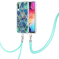 Coque Silicone Motif Fantaisie Souple Couleur Unie Etui Housse avec Laniere Strap Y01B pour Samsung Galaxy A30S Vert Nuit