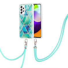 Coque Silicone Motif Fantaisie Souple Couleur Unie Etui Housse avec Laniere Strap Y01B pour Samsung Galaxy A52s 5G Vert