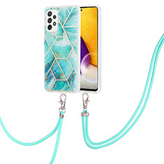 Coque Silicone Motif Fantaisie Souple Couleur Unie Etui Housse avec Laniere Strap Y01B pour Samsung Galaxy A72 5G Pastel Vert