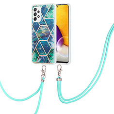 Coque Silicone Motif Fantaisie Souple Couleur Unie Etui Housse avec Laniere Strap Y01B pour Samsung Galaxy A72 5G Vert Nuit