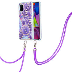 Coque Silicone Motif Fantaisie Souple Couleur Unie Etui Housse avec Laniere Strap Y01B pour Samsung Galaxy M51 Violet