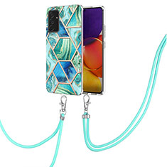 Coque Silicone Motif Fantaisie Souple Couleur Unie Etui Housse avec Laniere Strap Y01B pour Samsung Galaxy S23 FE 5G Vert