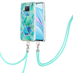 Coque Silicone Motif Fantaisie Souple Couleur Unie Etui Housse avec Laniere Strap Y01B pour Xiaomi Mi 10i 5G Vert