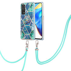 Coque Silicone Motif Fantaisie Souple Couleur Unie Etui Housse avec Laniere Strap Y01B pour Xiaomi Mi 10T 5G Vert Nuit