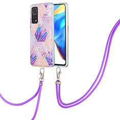 Coque Silicone Motif Fantaisie Souple Couleur Unie Etui Housse avec Laniere Strap Y01B pour Xiaomi Mi 10T 5G Violet Clair