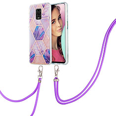 Coque Silicone Motif Fantaisie Souple Couleur Unie Etui Housse avec Laniere Strap Y01B pour Xiaomi Poco M2 Pro Violet Clair