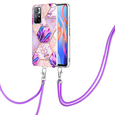 Coque Silicone Motif Fantaisie Souple Couleur Unie Etui Housse avec Laniere Strap Y01B pour Xiaomi Poco M4 Pro 5G Violet Clair