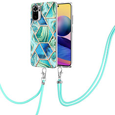 Coque Silicone Motif Fantaisie Souple Couleur Unie Etui Housse avec Laniere Strap Y01B pour Xiaomi Poco M5S Pastel Vert