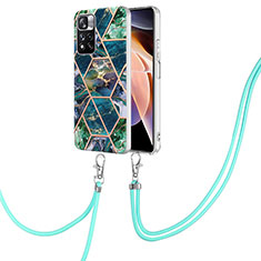 Coque Silicone Motif Fantaisie Souple Couleur Unie Etui Housse avec Laniere Strap Y01B pour Xiaomi Poco X4 NFC Vert Nuit