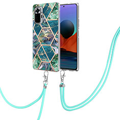 Coque Silicone Motif Fantaisie Souple Couleur Unie Etui Housse avec Laniere Strap Y01B pour Xiaomi Redmi Note 10 Pro 4G Vert Nuit