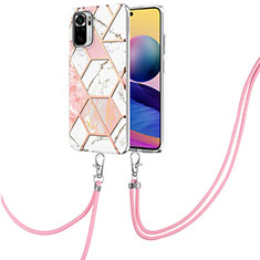 Coque Silicone Motif Fantaisie Souple Couleur Unie Etui Housse avec Laniere Strap Y01B pour Xiaomi Redmi Note 10S 4G Rose