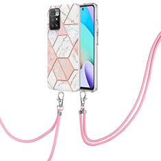 Coque Silicone Motif Fantaisie Souple Couleur Unie Etui Housse avec Laniere Strap Y01B pour Xiaomi Redmi Note 11 4G (2021) Rose
