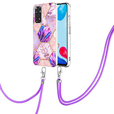 Coque Silicone Motif Fantaisie Souple Couleur Unie Etui Housse avec Laniere Strap Y01B pour Xiaomi Redmi Note 11 4G (2022) Violet Clair