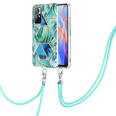 Coque Silicone Motif Fantaisie Souple Couleur Unie Etui Housse avec Laniere Strap Y01B pour Xiaomi Redmi Note 11 5G Vert