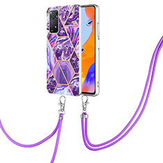 Coque Silicone Motif Fantaisie Souple Couleur Unie Etui Housse avec Laniere Strap Y01B pour Xiaomi Redmi Note 11 Pro 4G Violet