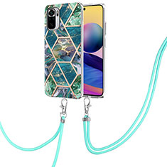 Coque Silicone Motif Fantaisie Souple Couleur Unie Etui Housse avec Laniere Strap Y01B pour Xiaomi Redmi Note 11 SE India 4G Vert Nuit