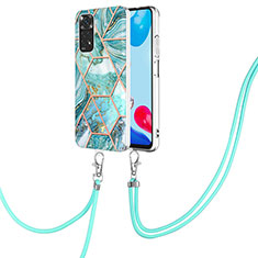 Coque Silicone Motif Fantaisie Souple Couleur Unie Etui Housse avec Laniere Strap Y01B pour Xiaomi Redmi Note 11S 4G Pastel Vert