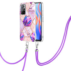 Coque Silicone Motif Fantaisie Souple Couleur Unie Etui Housse avec Laniere Strap Y01B pour Xiaomi Redmi Note 11S 5G Violet Clair