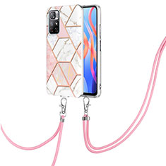 Coque Silicone Motif Fantaisie Souple Couleur Unie Etui Housse avec Laniere Strap Y01B pour Xiaomi Redmi Note 11T 5G Rose