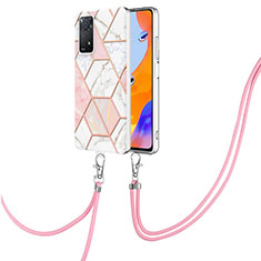 Coque Silicone Motif Fantaisie Souple Couleur Unie Etui Housse avec Laniere Strap Y01B pour Xiaomi Redmi Note 12 Pro 4G Rose