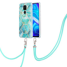 Coque Silicone Motif Fantaisie Souple Couleur Unie Etui Housse avec Laniere Strap Y01B pour Xiaomi Redmi Note 9 Pastel Vert