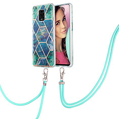 Coque Silicone Motif Fantaisie Souple Couleur Unie Etui Housse avec Laniere Strap Y01B pour Xiaomi Redmi Note 9S Vert Nuit