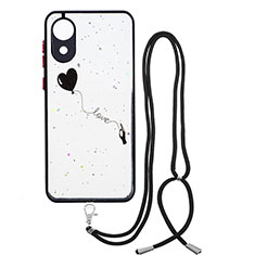 Coque Silicone Motif Fantaisie Souple Couleur Unie Etui Housse avec Laniere Strap Y01X pour Samsung Galaxy A03 Core Noir