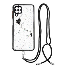 Coque Silicone Motif Fantaisie Souple Couleur Unie Etui Housse avec Laniere Strap Y01X pour Samsung Galaxy A12 5G Noir