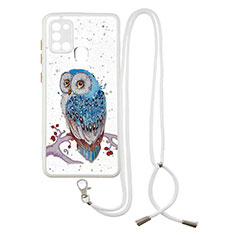 Coque Silicone Motif Fantaisie Souple Couleur Unie Etui Housse avec Laniere Strap Y01X pour Samsung Galaxy A21s Mixte