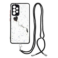 Coque Silicone Motif Fantaisie Souple Couleur Unie Etui Housse avec Laniere Strap Y01X pour Samsung Galaxy A52 4G Noir