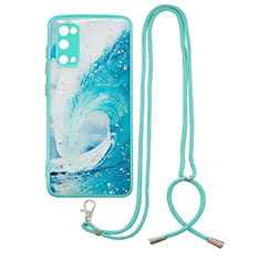 Coque Silicone Motif Fantaisie Souple Couleur Unie Etui Housse avec Laniere Strap Y01X pour Samsung Galaxy S20 5G Vert