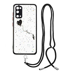 Coque Silicone Motif Fantaisie Souple Couleur Unie Etui Housse avec Laniere Strap Y01X pour Samsung Galaxy S20 Noir