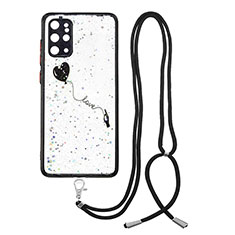 Coque Silicone Motif Fantaisie Souple Couleur Unie Etui Housse avec Laniere Strap Y01X pour Samsung Galaxy S20 Plus 5G Noir