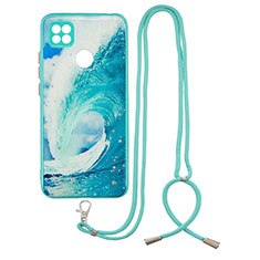 Coque Silicone Motif Fantaisie Souple Couleur Unie Etui Housse avec Laniere Strap Y01X pour Xiaomi POCO C31 Vert