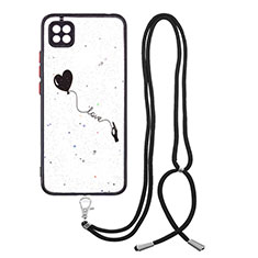 Coque Silicone Motif Fantaisie Souple Couleur Unie Etui Housse avec Laniere Strap Y01X pour Xiaomi Redmi 9 Activ Noir