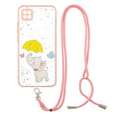 Coque Silicone Motif Fantaisie Souple Couleur Unie Etui Housse avec Laniere Strap Y01X pour Xiaomi Redmi 9 India Jaune