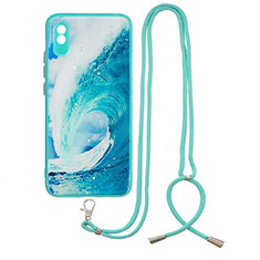 Coque Silicone Motif Fantaisie Souple Couleur Unie Etui Housse avec Laniere Strap Y01X pour Xiaomi Redmi 9i Vert