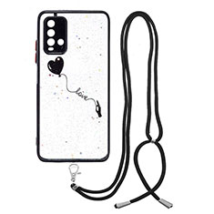 Coque Silicone Motif Fantaisie Souple Couleur Unie Etui Housse avec Laniere Strap Y01X pour Xiaomi Redmi 9T 4G Noir