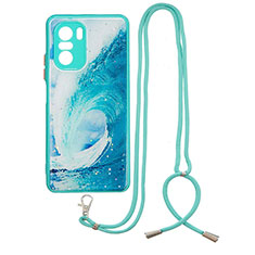 Coque Silicone Motif Fantaisie Souple Couleur Unie Etui Housse avec Laniere Strap Y01X pour Xiaomi Redmi K40 5G Vert