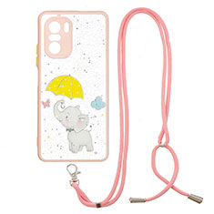 Coque Silicone Motif Fantaisie Souple Couleur Unie Etui Housse avec Laniere Strap Y01X pour Xiaomi Redmi K40 Pro 5G Jaune