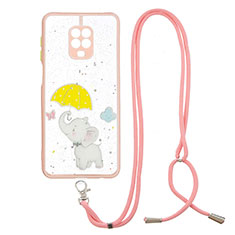 Coque Silicone Motif Fantaisie Souple Couleur Unie Etui Housse avec Laniere Strap Y01X pour Xiaomi Redmi Note 9 Pro Max Jaune