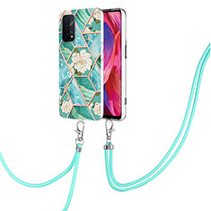 Coque Silicone Motif Fantaisie Souple Couleur Unie Etui Housse avec Laniere Strap Y02B pour OnePlus Nord N200 5G Vert